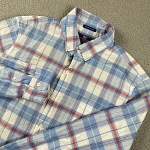 Vineyard Vines Saltwater Washed Slim Fit Murray Button Shirt Men's M Blue Plaid